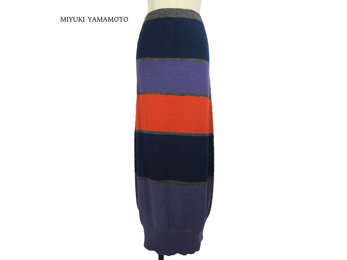 マルチ ニットロングスカート（ネイビー）/ WOOL１００％ / １点物 / ニットウェア(No,422)