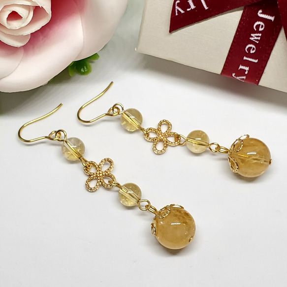 天然石＊シトリン＊ピアス/イヤリング＊アレルギー対応ピアス
