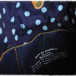 【sale☆】冬コーデ:ハリスツイード:グリーン×ネイビーのチェック:シンプルな巾着:トート:バッグ:本革の持ち手 9枚目の画像