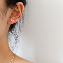 Sv925純銀製 ハート 小さい 小ぶり ミニピアス/ノンホール silver925