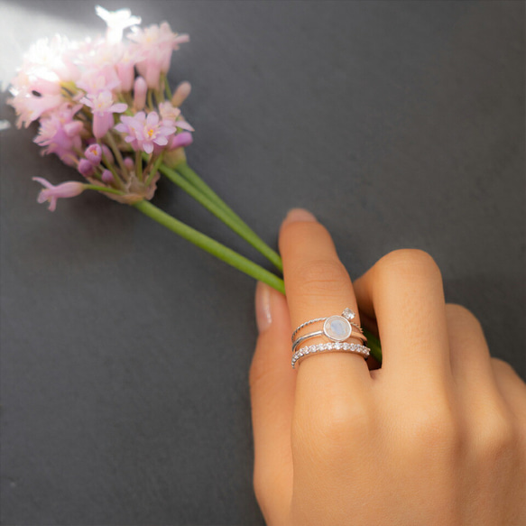 Celebrity Jewels キュービックジルコニア リング 指輪 サイズ フリー シルバー925 2枚目の画像