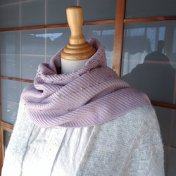 手織り・綾織りモーブピンクのマフラー 5枚目の画像