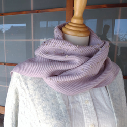 手織り・綾織りモーブピンクのマフラー 6枚目の画像