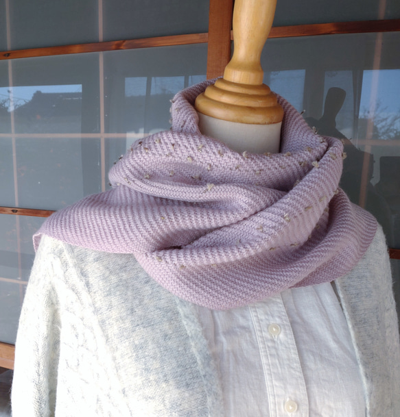 手織り・綾織りモーブピンクのマフラー 6枚目の画像