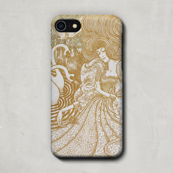 スマホケース / ヤン トーロップ「白鳥の池で蝶を待つ女」 iPhone 全機種対応 カフェ アート 白鳥 レトロ 3枚目の画像