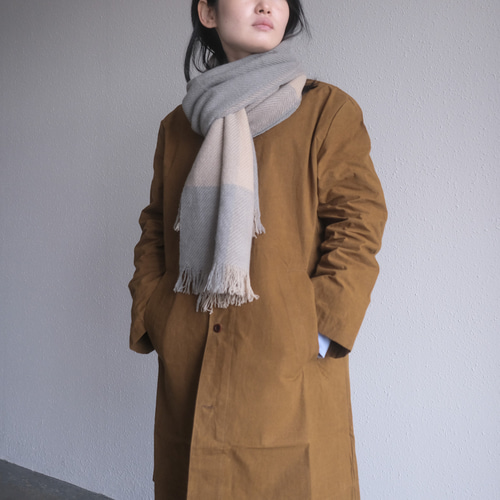 ブルネロクチネリ ストール チェック柄 リネン100％ 麻 グレー