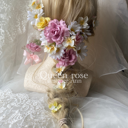 送料無料】Queen rose ピンク&イエロー 可愛いお姫様ヘッド
