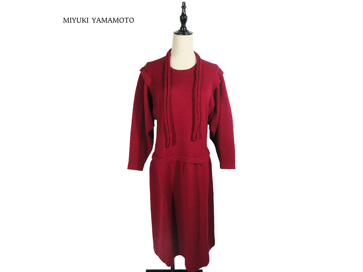 ニットワンピース / ワインレッド / WOOL１００％ /１点物 / ニットウェア(No,429)