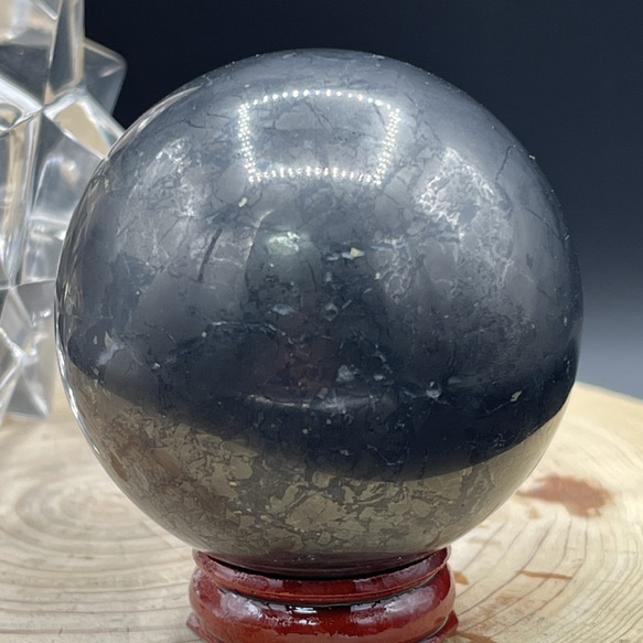 【再販】AAA シュンガイト スフィア 丸玉 56.8cm 220g 天然フラーレン 天然石 2枚目の画像