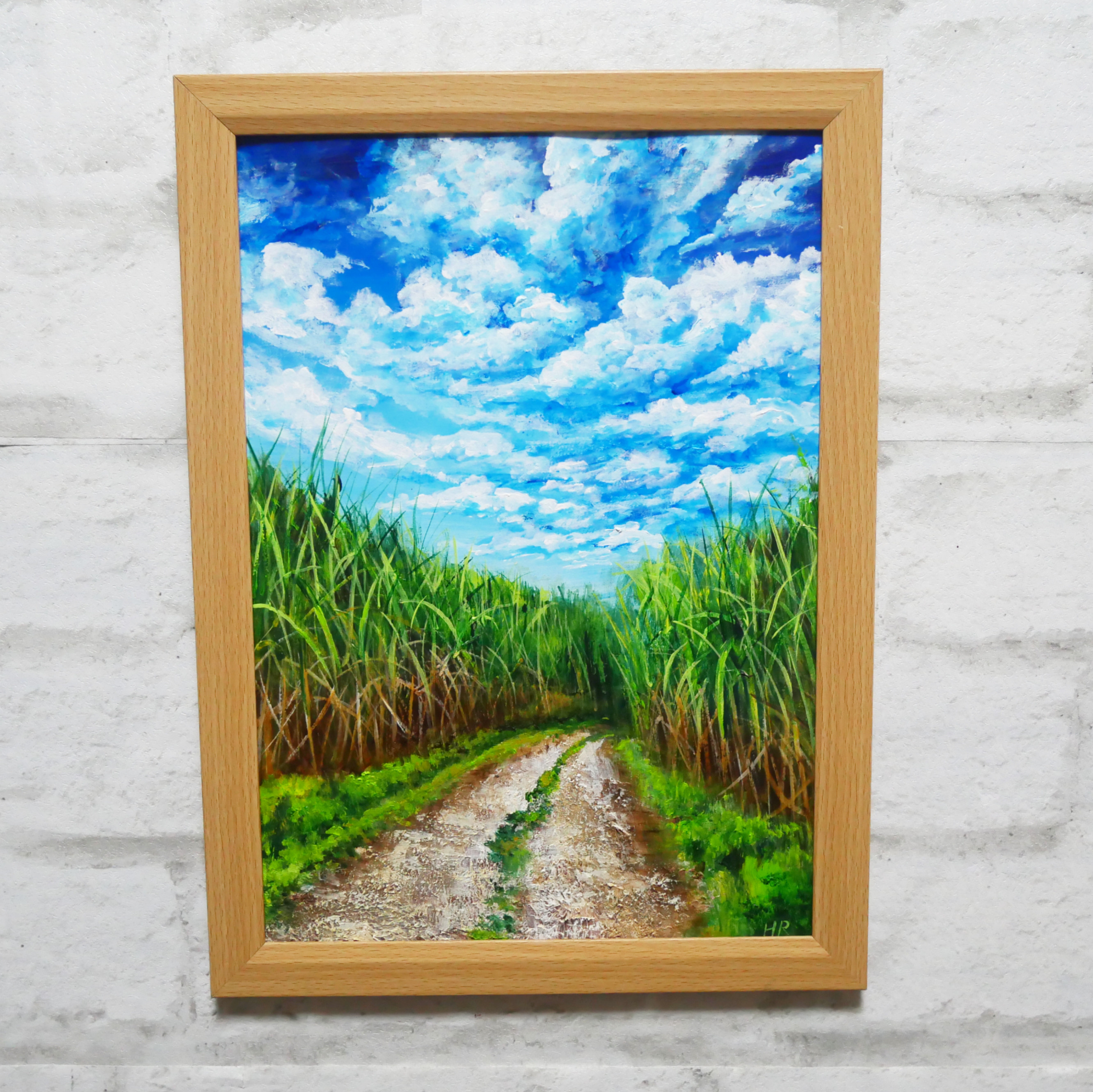 油絵 絵画【サトウキビ畑の空】 絵画【サトウキビ畑の空】 油絵