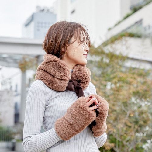 お得セット】アームウォーマー＆マフラー｜洗えるもふもふアニマル