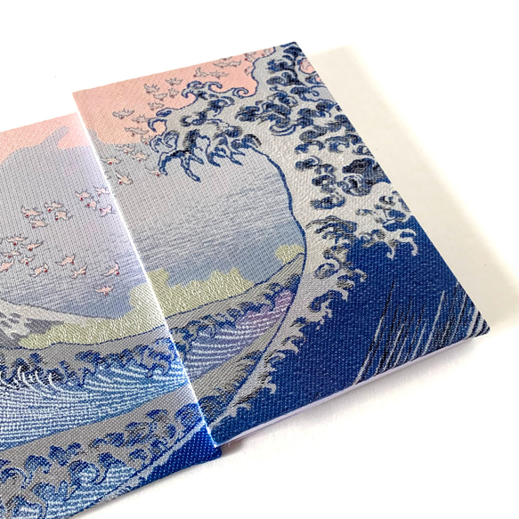 『海上の不二〜富嶽百景』　葛飾北斎御朱印帳　B6 大判サイズ　Hokusai　葛飾北斎　織物画　額絵2枚使用　桐生織物 7枚目の画像