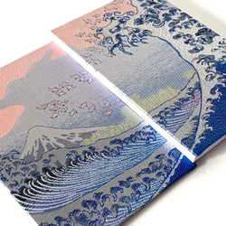 『海上の不二〜富嶽百景』　葛飾北斎御朱印帳　B6 大判サイズ　Hokusai　葛飾北斎　織物画　額絵2枚使用　桐生織物 1枚目の画像