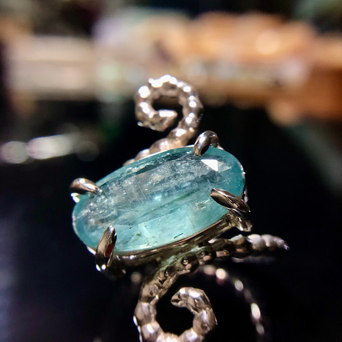 14号 パライバカラー カイヤナイト シルバーリング 指輪・リング 