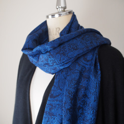 再販】ストールマフラー・ボタニカルペイズリー・ミッドナイトブルー