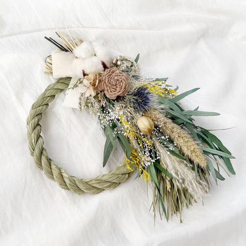 冬限定2025 しめ縄 【2WAYとりはずしてスワッグに】フーセンポピ正月