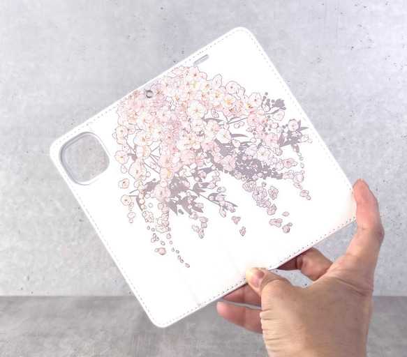 -しだれ梅- 花と草木の iPhone 手帳型スマホケース （内側デザイン入り） 7枚目の画像
