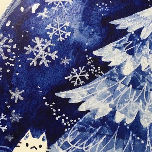 絵画「青いスノードームの中のネコたち」 絵画 伊藤彩恵子 通販