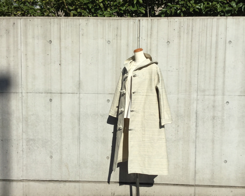 ライトブルーボダーのデニムのダッフルコート コート yokoyoko