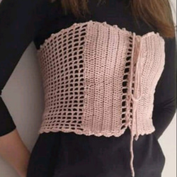[S/Mサイズ]　コットン糸　かぎ針編みのキャミソール　手編みのコルセット 2枚目の画像