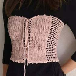 [S/Mサイズ]　コットン糸　かぎ針編みのキャミソール　手編みのコルセット 1枚目の画像