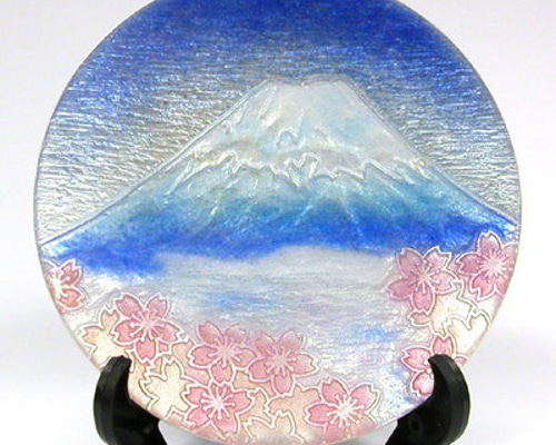 安藤七宝 富士山図 角皿 共箱 旧家蔵出 安藤七宝 富士山図 角皿 共箱 旧家蔵出 安藤七宝 富士山図 角皿 共箱