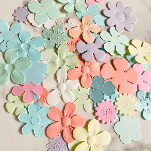クラフトパンチ 大きめの花 ランダム色々セット 50枚入 パステルカラー