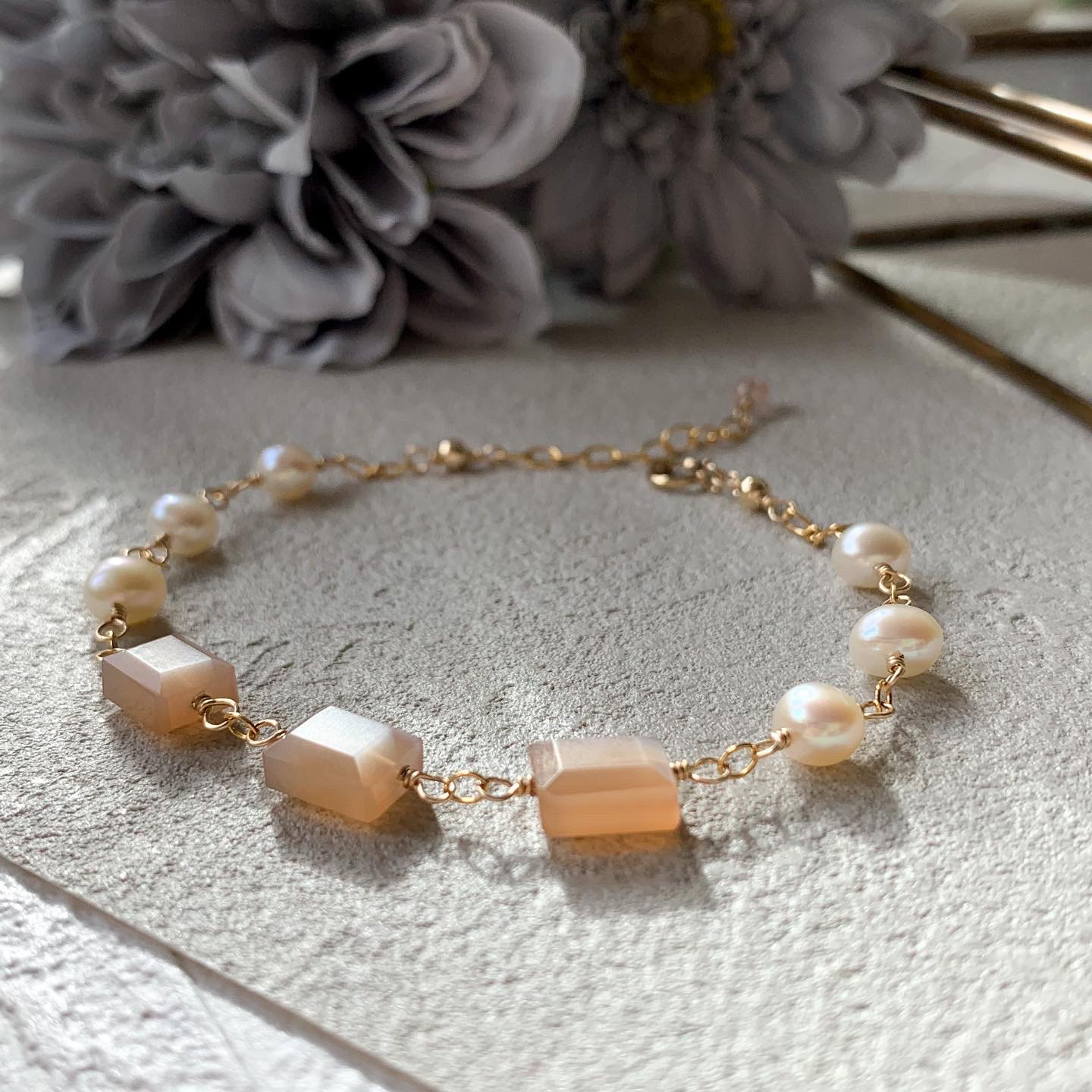 天然石ブレスレット 14kgf カラーオパール 淡水パール 14kgf 淡水パール カラーオパール 天然石ブレスレット