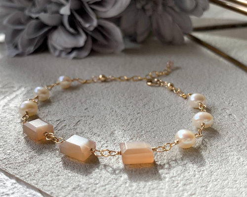 天然石ブレスレット 14kgf カラーオパール 淡水パール 淡水パール ピンクオパール 水晶 天然石 ブレスレット バイ