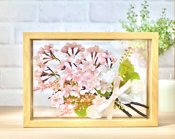 桜の花束　フレームアレンジメント 1枚目の画像