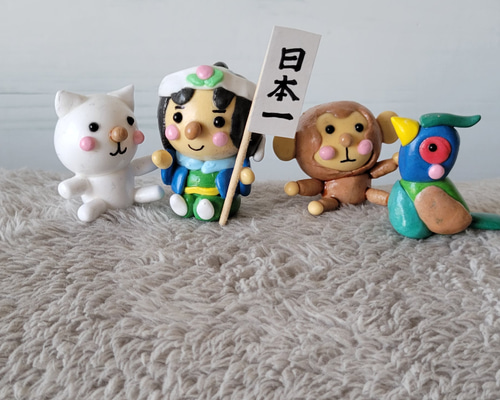 桃太郎の木製置物セット 65dd343977d1bd60e344e9e261f4f1
