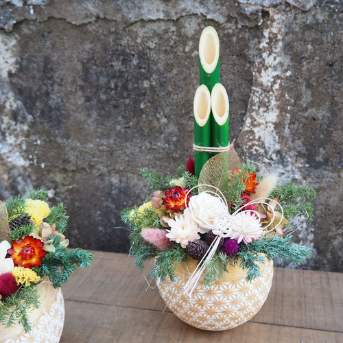 ✳︎new arrival ✳︎2023kadomatsu門松アレンジメント③ 迎春✿テーブル門松アレンジメント✿ ドライフラワー gnome 通販