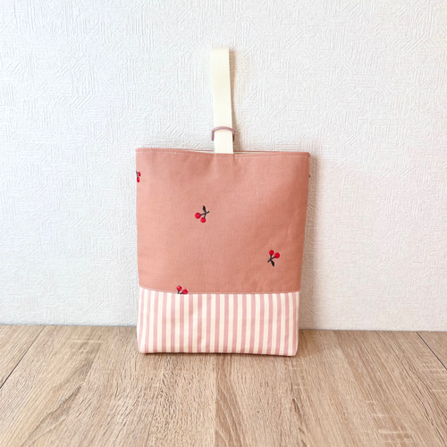 チェリー刺繍×スモーキーピンクストライプ 入園入学6点セット レッスン