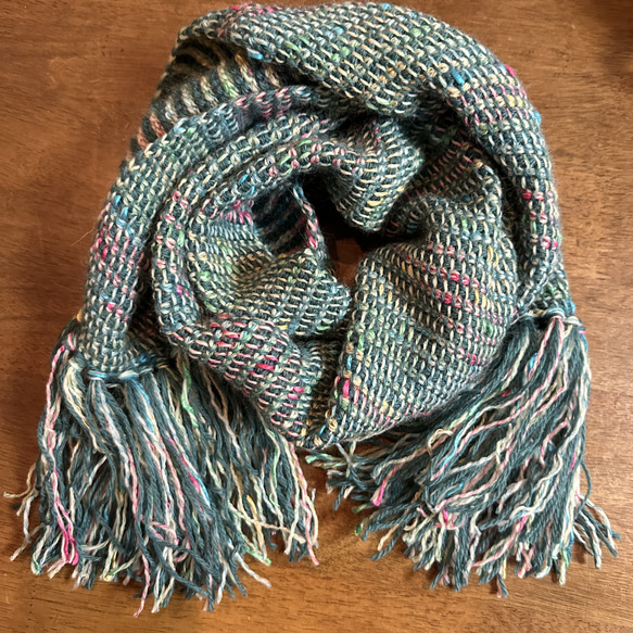 アフガン編みのマフラー・グリーン マフラー pineapple 通販
