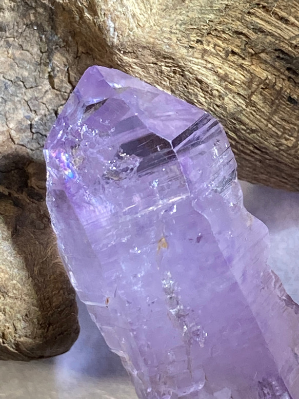 タビュラー水晶✨虹入り　ベラクルス アメジスト　原石　ダブルポイント 1枚目の画像