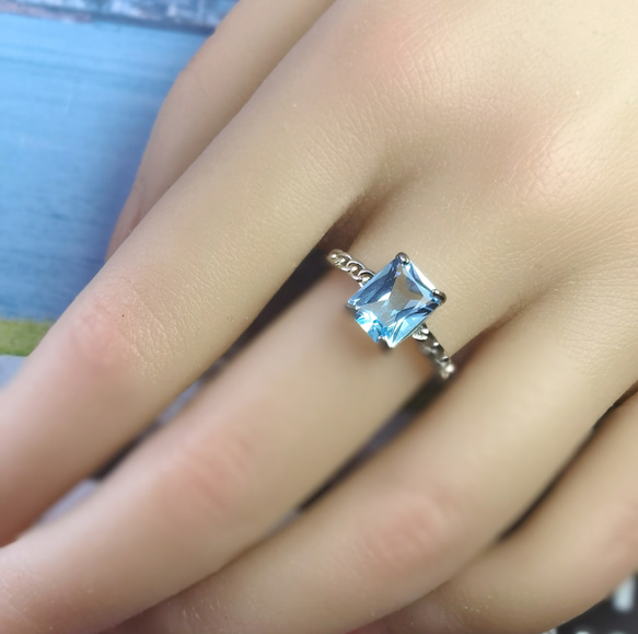 天然大粒「スカイブルー」５Aトパーズ♪SLIVER925指輪　 1枚目の画像