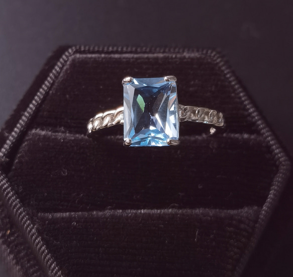 天然大粒「スカイブルー」５Aトパーズ♪SLIVER925指輪　 2枚目の画像