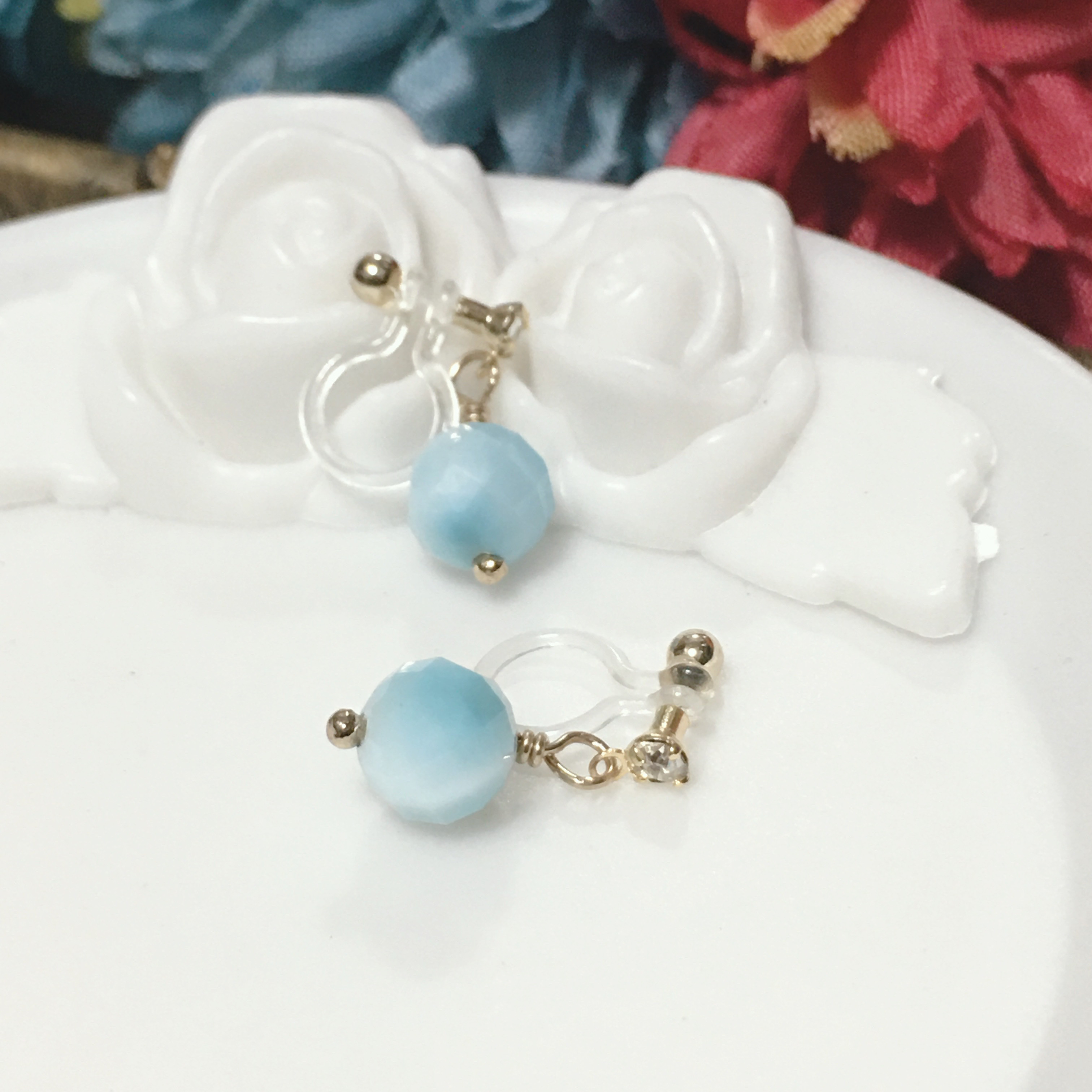 【14kgf 】【世界3大ヒーリングストーン】ラリマーのノンホールピアス