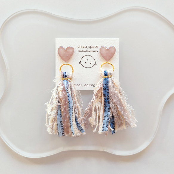 結婚式 ハンドメイド・手芸 【1226】ハートとタッセルのピアスイヤリング