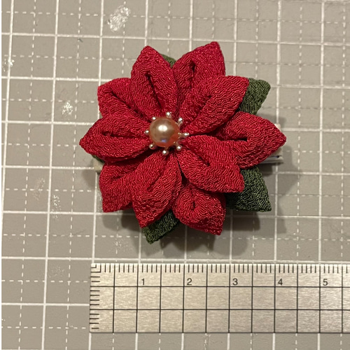 つまみ細工 ポインセチア クリスマス ヘアピン クリップ ベビー