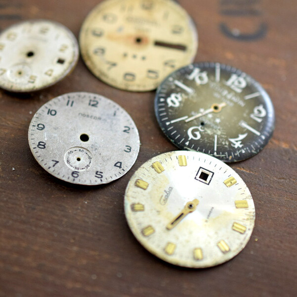 ビンテージ 時計の文字盤 大きめ 5枚 （FS03） DIYパーツ