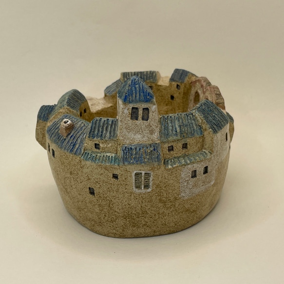 ブルーの屋根の鉢タウン（オーブン陶土製） 5枚目の画像