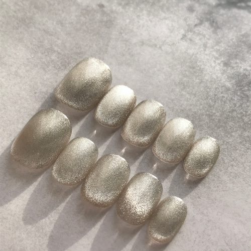 ネイルチップ オーダー ミラー ニュアンス マグネット シルバー 白 韓国 冬 ネイルチップ オーダー ミラー ニュアンス マグネット シルバー 白