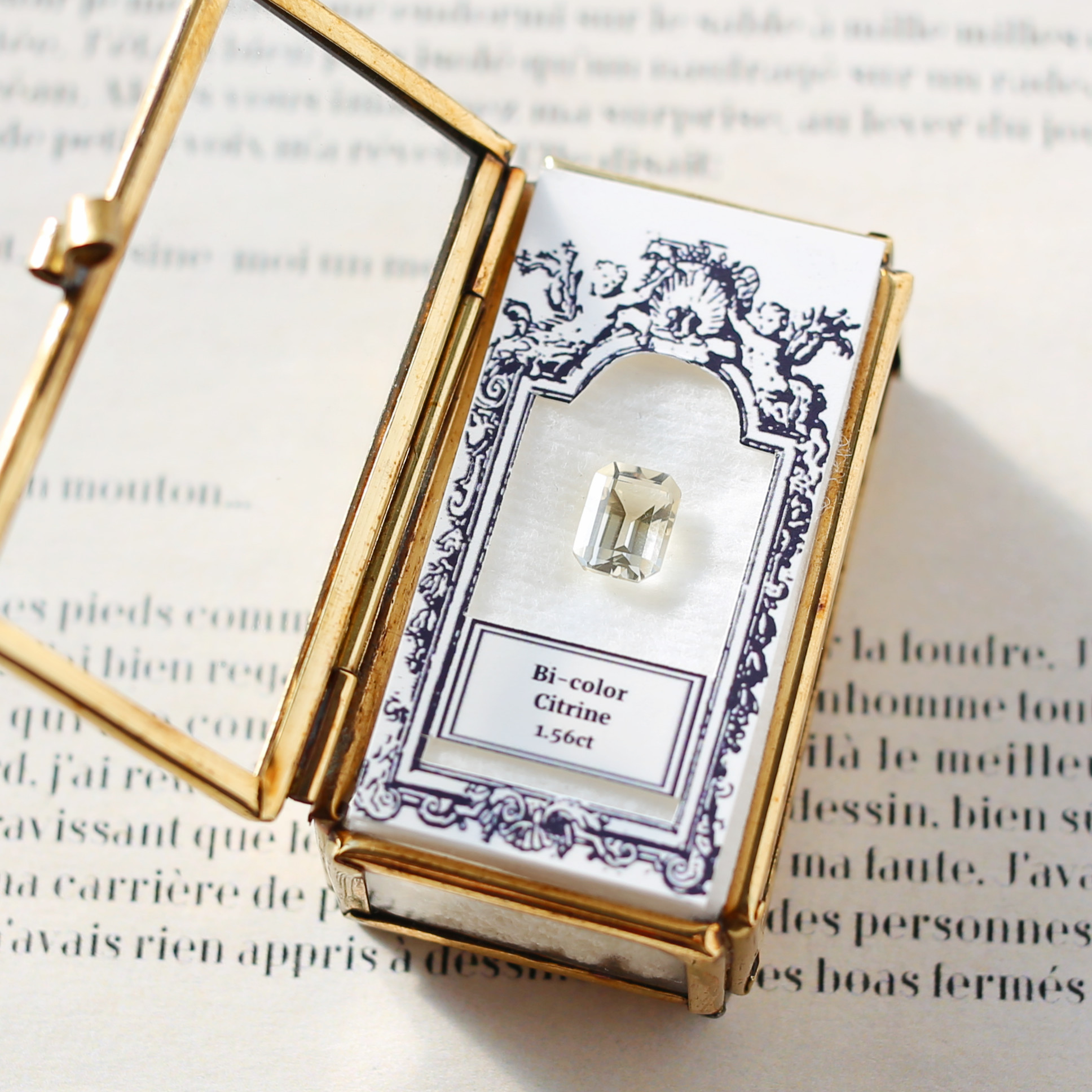 バイカラーシトリン 1.56ct ルース オリジナルケース付 アンティーク 宝石 ジュエリー