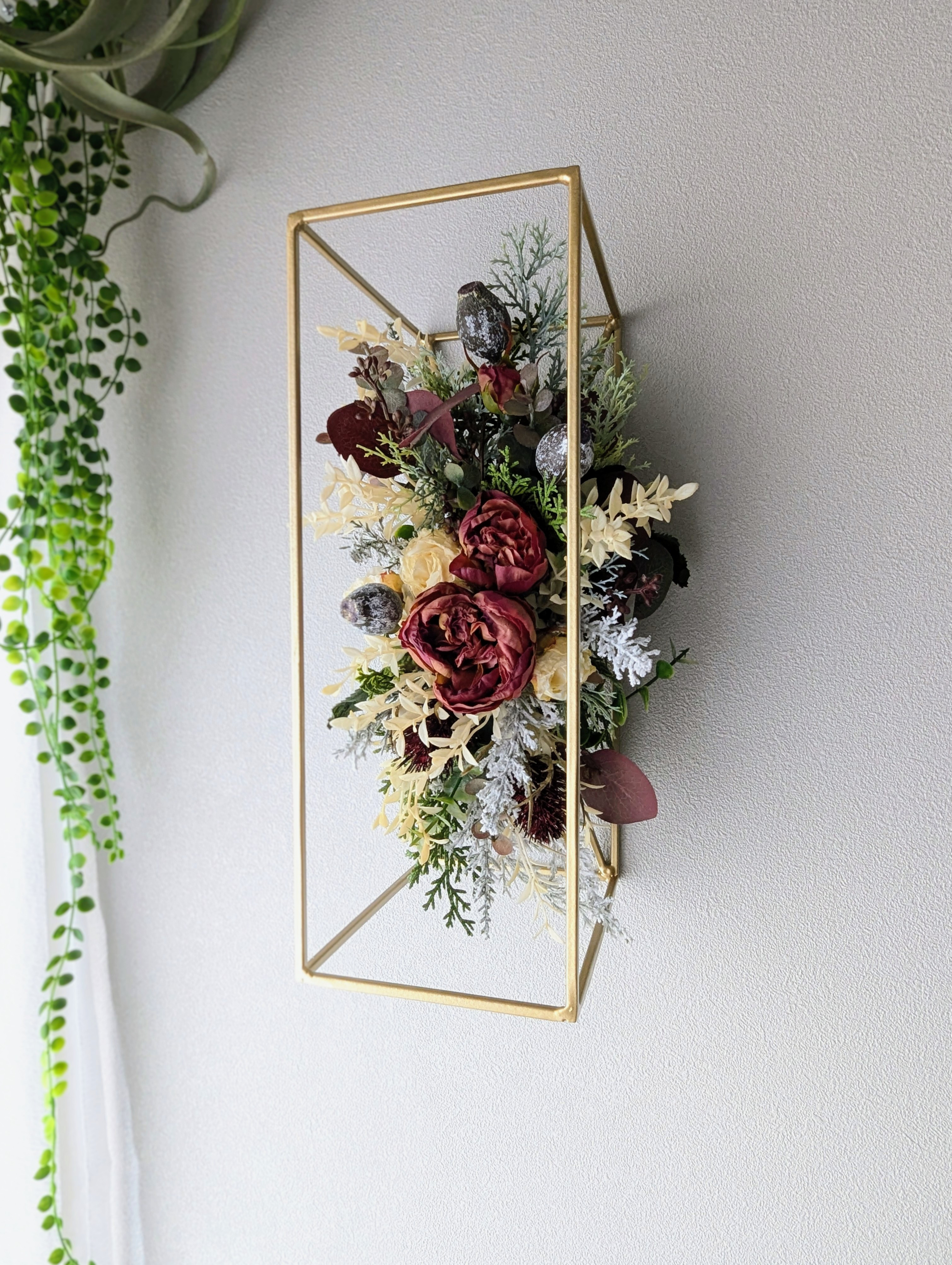 【GOLD FRAME～ドライドローズのWinterArrangement Red】L 2way