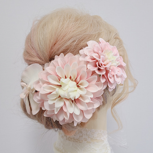 残り1点 】桃色髪飾り ヘッドドレス ヘッドドレス（ウェディング