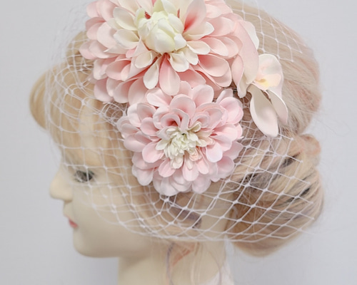 残り1点 】桃色髪飾り ヘッドドレス ヘッドドレス（ウェディング