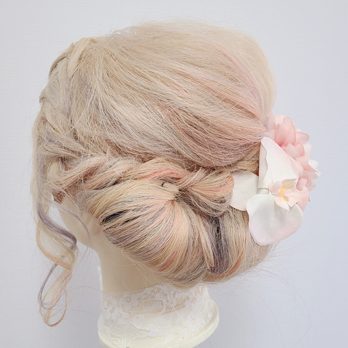 残り1点 】桃色髪飾り ヘッドドレス ヘッドドレス（ウェディング
