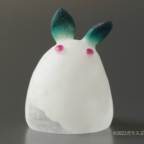 ガラス「雪うさぎ1)」/オブジェ 置物 冬 立体・オブジェ ガラス