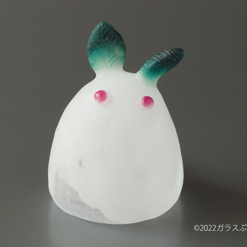 ガラス「雪うさぎ1)」/オブジェ 置物 冬 立体・オブジェ ガラスぷかり